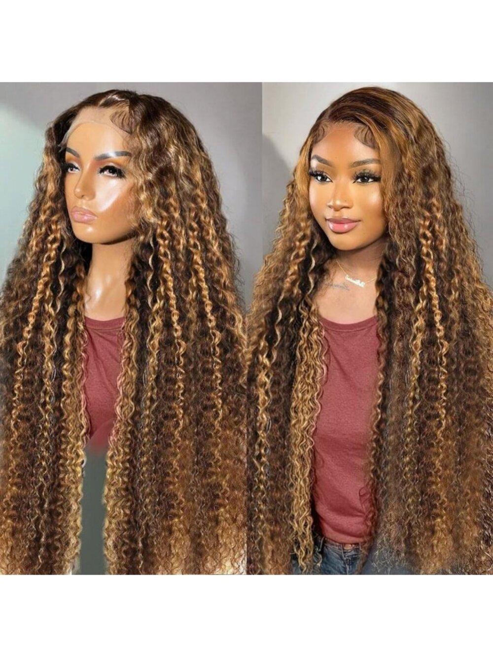 26-Inch Honey Blonde Deep Wave Lace Front Wig - 13x6 HD Human Hair Style